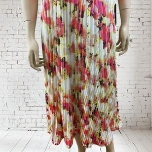 DKNY Floral Women’s Hacci Pleated Midi Skirt